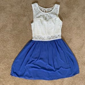 Blue and white dress